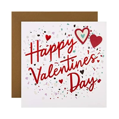 Afbeelding van Hallmark Valentijnskaart, Valentijnsdag kaart, klassieke rode harten &amp; tekst ontwerp, rood