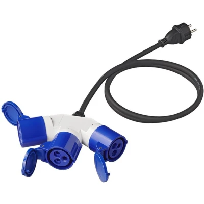 Afbeelding van Pro Plus Verloopkabel 3 Weg 150 cm x 2.5 mm2 van Schuko Stekker naar CEE Contrastekkers