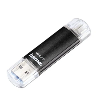 Afbeelding van Hama FlashPen Laeta Twin USB stick smartphone/tablet Zwart 64 GB 3.2 Gen 1 (USB 3.0), Micro 2.0