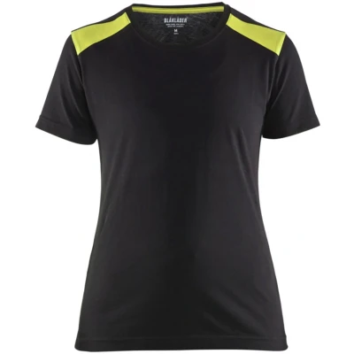 Afbeelding van Blaklader Dames T shirt 3479 1042 Zwart/High Vis Geel L