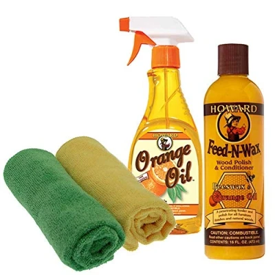 Afbeelding van Howard Feed N Wax x 1 &amp; Oranje Olie (473ml) met 2 microvezeldoeken