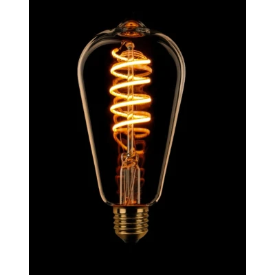 Afbeelding van ETH ST64 Edison Filament spiraal LED 4w E27 240v 2200k dimbaar Goud glas