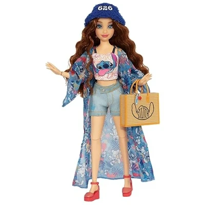 Afbeelding van Disney ILY 4EVER 100 Stitch geïnspireerde pop 30 cm met 13 gewrichtspunten bevat 2 complete outfits om te mengen en matchen + 1 glitter Mickey Mouse ring, vanaf 6 jaar