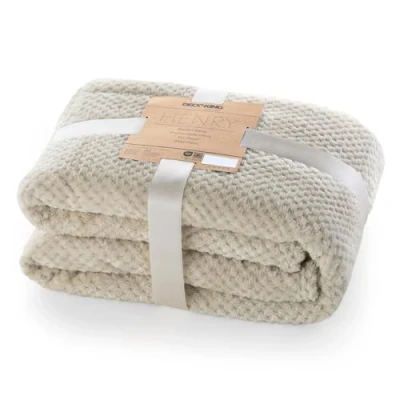 Afbeelding van DecoKing Henry knuffeldeken van 220 x 240 cm, cappuccino, deken, microvezel, woondeken, sprei, fleece, zacht, behaaglijk, Scandinavische stijl, beige