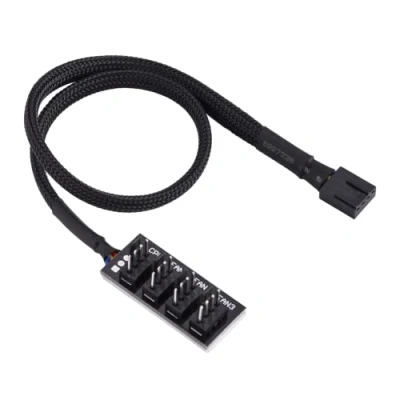 Afbeelding van PWM Fan Hub 4 Pin Cable Power Cable, 4Pin Computer CPU/Case Multi Splitter Connector Adapter for Desktop Cooler Case Fans