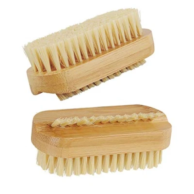 Afbeelding van Nagelborstels, 2 stuks, houten nagelborstel voor handwasborstel met natuurlijke borstel, reinigingsborstelset vingernagels, dubbelzijdige borstel manicure, pedicure en handverzorging (9,5 cm)