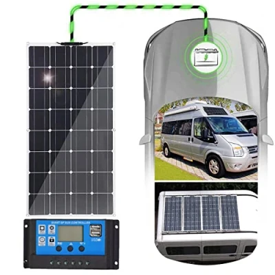 Afbeelding van 400W draagbare zonnepaneelkit voor RV, 12 volt monokristallijne semi flexibele buigbare mono off grid oplader thuis, caravan, boot, ongelijke oppervlakken, 1st