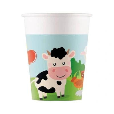 Afbeelding van Bekers Boerderij dieren papier 8 stuks