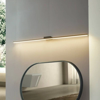 Afbeelding van Lucande LED spiegellamp Kivana, zwart, metaal, 120cm IP44