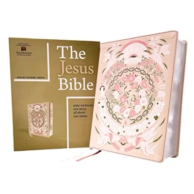 Afbeelding van The Jesus Bible Artist Edition, ESV, Leathersoft, Peach Floral: English Standard Version, Light Floral, Sixty Six Books. One Story. All About Name.,