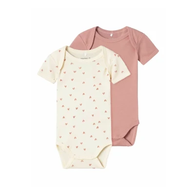 Afbeelding van NAME IT BABY romper NBFBODY set van 2 roze/ofwhite