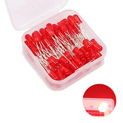 Afbeelding van 5mm led diodes, 80 stuks rood lichtdiode, 3V 2 Pins lichtgevende diodekit, ronde kleur lichtverstrooiing emissiedioden (Rood 80Pcs)