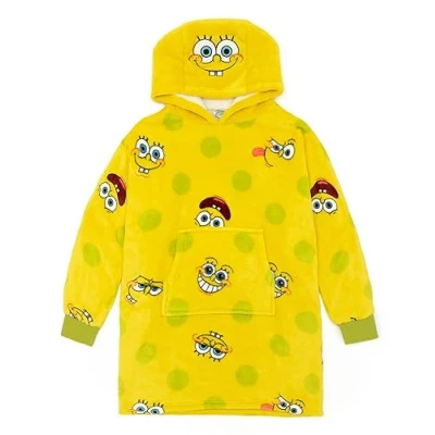 Afbeelding van SpongeBob SquarePants Unisex Kids Gele VUddie Deken Hoodie Dompel je onder in onderzeese avonturen met deze Cozy Sponge Ideaal voor spelen, loungen en comfortabele dagen