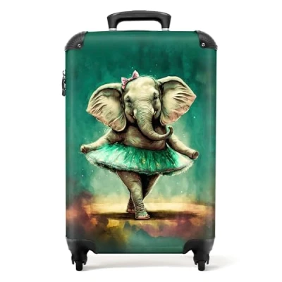 Afbeelding van NoBoringSuitcases.com Kinderkoffer Hardcase Koffer Olifant Ballet Verf Meisje Kinderen Lichtgewicht Reiskoffer Trolley kind Past binnen 55x40x20 cm en 55x35x25 jongens TSA slot Handbagage Kofferslot