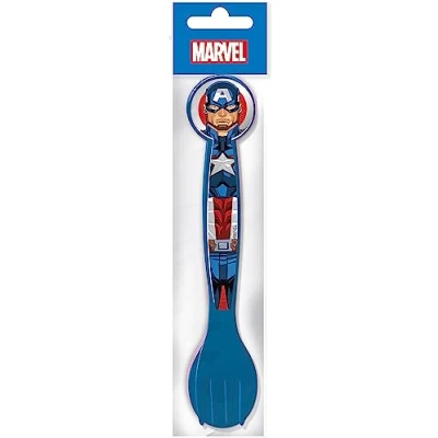 Afbeelding van Marvel Set van 2 blauw kinderbestek in plastic Avengers Captain America vork en lepel