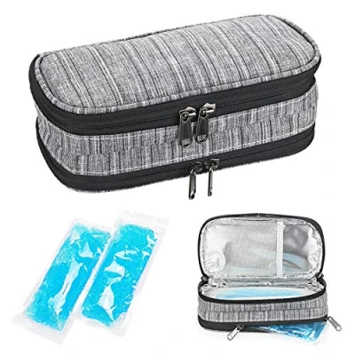 Afbeelding van YOUSHARES insuline koeltas, 20,5 x 9,5 7 cm, dubbellaags design, diabetici voor pen, glucosemeter en diabetes, koeltas met 2 koelaccu&#039;s (dubbellaags, zwart)