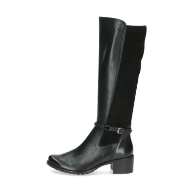 Afbeelding van CAPRICE Hoge dameslaarzen met hak en gesp, kniehoog, Black Com., 40 EU