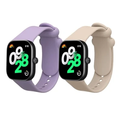 Afbeelding van kwmobile 2x horlogebandjes geschikt voor Xiaomi Redmi Watch 4 bandje Smartwatch bandjes van TPU Activity tracker horloge band in lavendel / beige