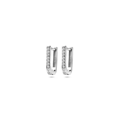 Afbeelding van Zilver gerhodineerd klapoorringen zirkonia 12 mm 1340501