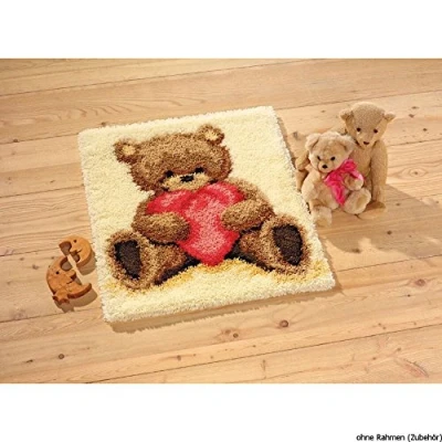 Afbeelding van Knooptapijt Popcorn beertje met hart 0011093