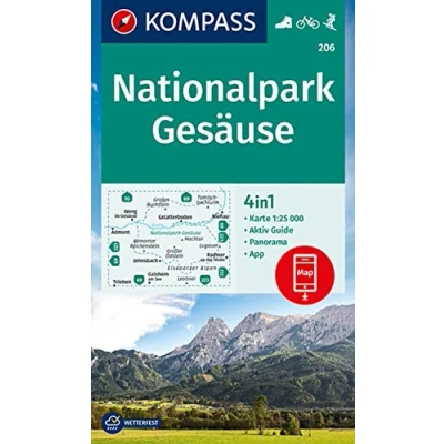Afbeelding van KOMPASS Wanderkarte 206 Nationalpark Gesäuse 1:25.000: 4in1 mit Panorama und Aktiv Guide inklusive Karte zur offline Verwendung in der App. Fahrradfahren. Skitouren.
