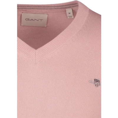 Afbeelding van Gant trui heren v hals katoen roze effen 4XL Big &amp; Tall Plus Size