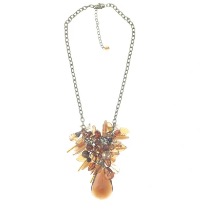 Afbeelding van Behave Ketting goud kleur met bruine hangers 41 cm