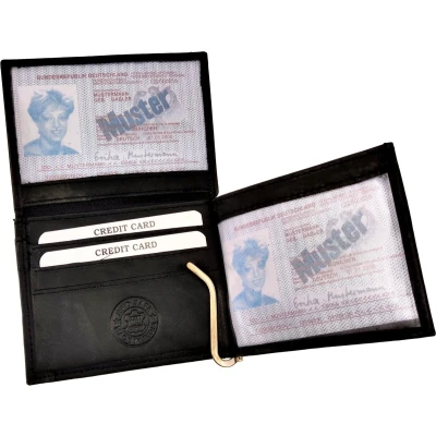 Afbeelding van Portemonnee Heren Wallet Pasjeshouder RFID Anti Skim Compact Zwarte Leer met Geldclip