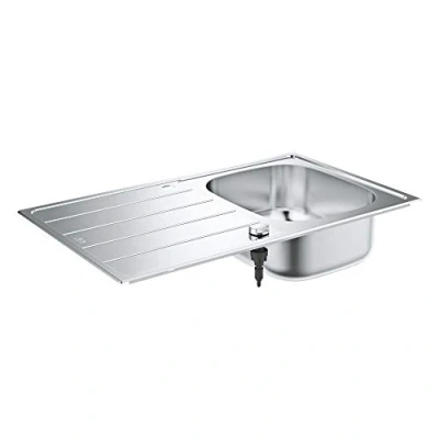 Afbeelding van Grohe rechthoekige enkele spoelbak bladmontage opbouw afvoerplug vuilafstotend waste rvs 304 hxbxd 160x860x500mm 31552sd1