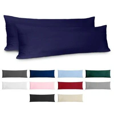 Afbeelding van Dreamzie Taie Pillow 40x145 cm (veel 2) 100% katoenen trui 150 gsm donkerblauw kussensloop 40 x 145 katoen resistent en hypoallergeen kussendeksel voor kussen