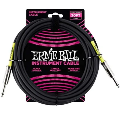 Afbeelding van Gitaarkabel 6m Ernie Ball EB 6046 PVC Zwart en Groen
