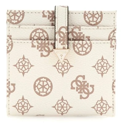 Afbeelding van GUESS Kaarthoes Laurel SLG Tab Card Case Cream Logo Crème