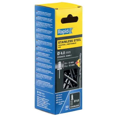 Afbeelding van Rapid blindklinknagel rvs + drill 4.0x14mm (50st)