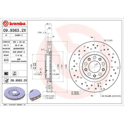 Afbeelding van Brembo Remschijf 09.9363.2X
