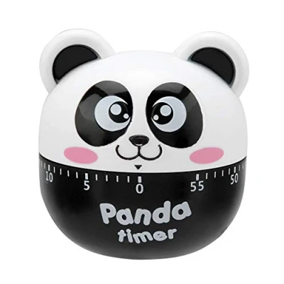 Afbeelding van Mechanische Elektrische Leuke Cartoon Panda Vorm Keuken Timer Dierlijke Herinnering Countdown voor Koken Timing Tool Zwart