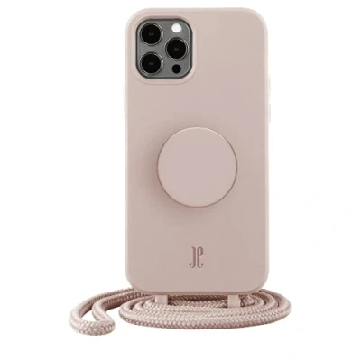 Afbeelding van PopSockets x Just Elegance Telefoonhoesje voor iPhone 12 Pro Max met een verwijderbare gevlochten koord en PopGrip verwisselbare PopTop Rose Breath