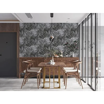 Afbeelding van PALMBOMEN EN BLADEREN BEHANG Jungle &amp; Botanisch grijs donker A.S. Création My Home Spa