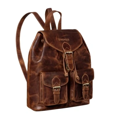 Afbeelding van STILORD &#039;Ezra&#039; Lederen Dagrugzak Daypack Leer Grote Vintage Rugzak ideaal als Laptop School DIN A4 Reis Backpack Echt Leder, Kleur:kara cognac