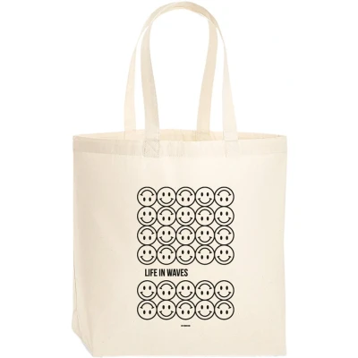 Afbeelding van Beezonder Katoenen tas Life in waves Smiley Tote bag