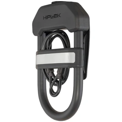 Afbeelding van Hiplok DXC, Beugelslot met extra stalen kabel, Unisex, ALL BLACK, Sluitbereik: 15 cm x 8,5 + 100