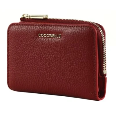 Afbeelding van COCCINELLE Leren portemonnee Metallic Soft Wallet Ruby donkerrood