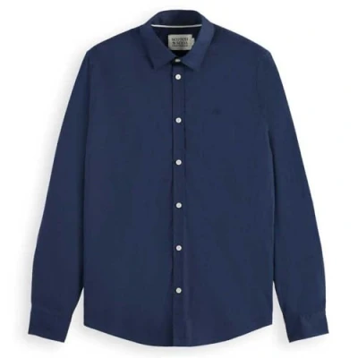 Afbeelding van Scotch &amp; Soda Heren Core Poplin Solid Shirt, blauw (night), L