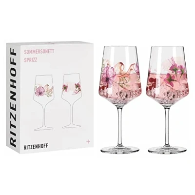 Afbeelding van Ritzenhoff 3461004 aperitiefglas 500 ml set van 2 serie Sommersonett nr. 4 stuks, plantenmotief Made in Germany