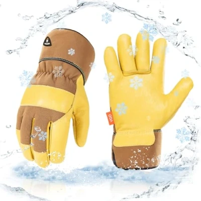 Afbeelding van Vgo... 1 paar 0 ℃/32 F heren varkensleer winter veiligheid werkhandschoenen rigger handschoenen bouwerhandschoenen (PA3501FLWP)