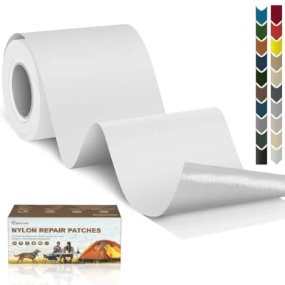 Afbeelding van Cahomo nylon reparatiepatches, 7,6 x 200 cm, zelfklevend, waterdichte reparatiepatch, patches, voor jassen, tenten en bovenkleding, wit
