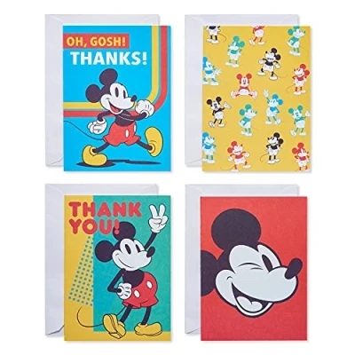 Afbeelding van American Greetings Dank u en lege kaarten bundel met enveloppen, Mickey Mouse (48 count)