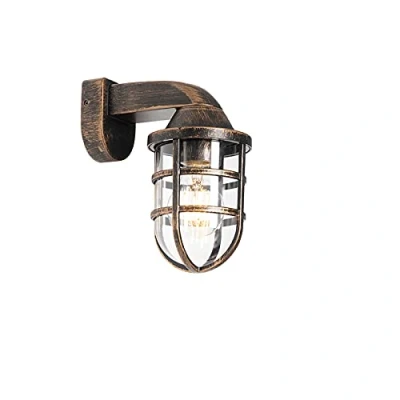 Afbeelding van QAZQA joeri Moderne Wandlamp voor buiten 1 lichts D 112 mm Goud/messing Buitenverlichting
