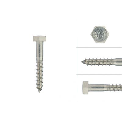Afbeelding van Houtdraadbouten RVS M10 x 50 mm Per Stuk