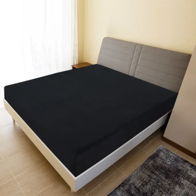 Afbeelding van vidaXL Hoeslaken jersey 180x200 cm katoen zwart