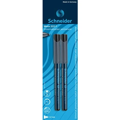 Afbeelding van Schneider Maxx 222 F, schrijfgerei, universele markeerstift, 0,7 mm, zwart, blisterkaart met 2 stuks